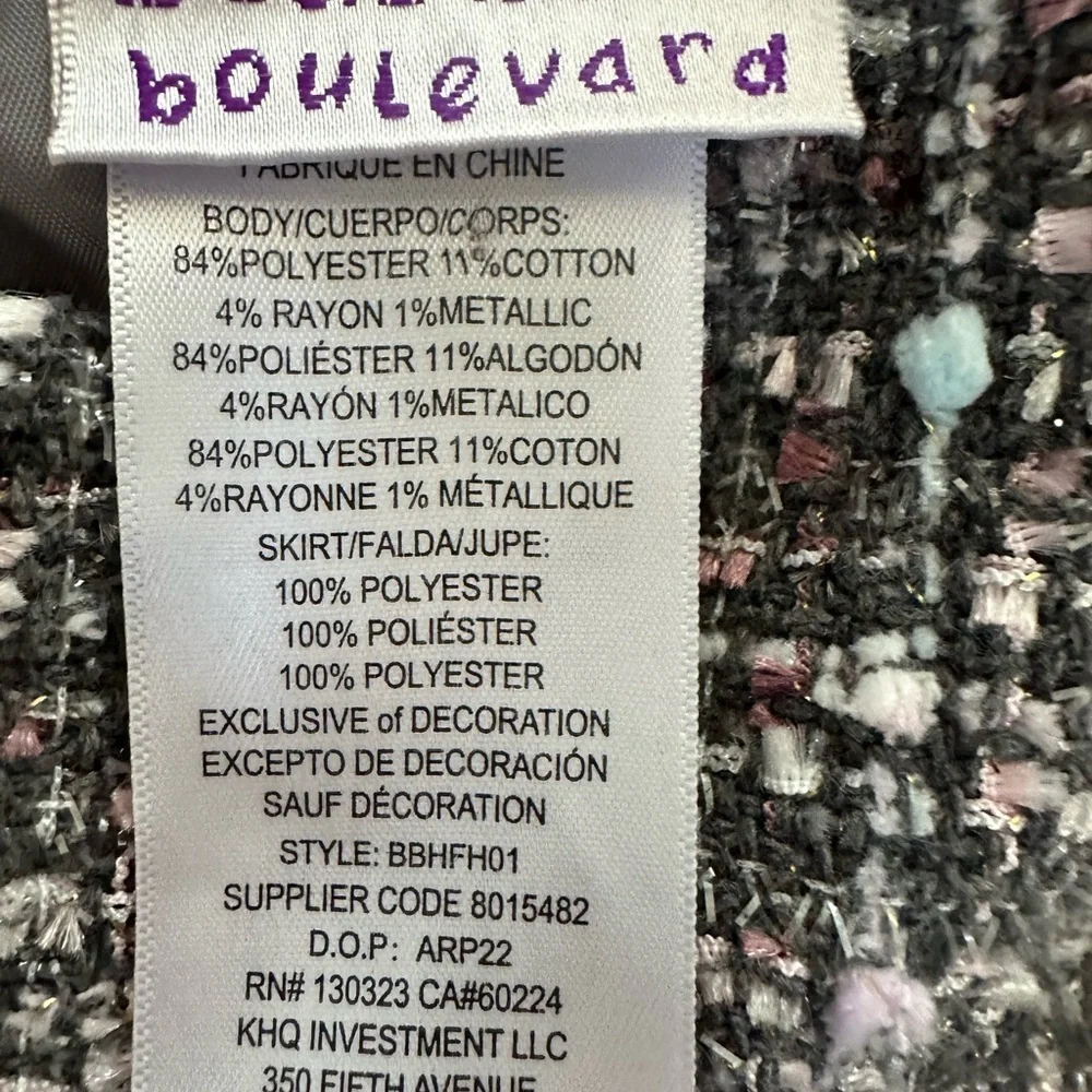 Blueberi Boulevard 2T Girl Formal Dress Tweed Tulle Lined Sleeveless Blingy Tutu